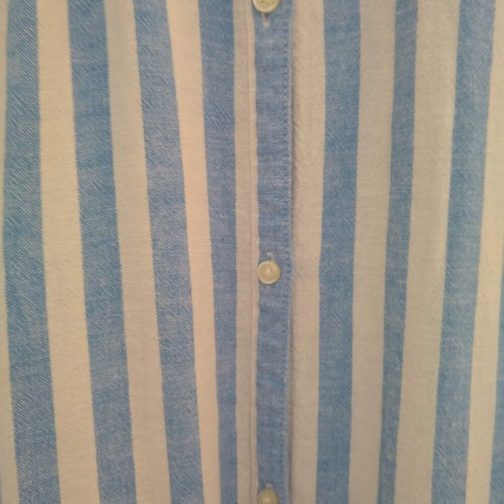 NWOT Old Navy L/tall  sky blue+white stripes short sleeve long dress - Picture 12 of 13